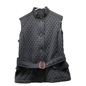 Weekend Max Mara Quilted Belted Vest Womens 4 Navy Blue Equestrian Preppy